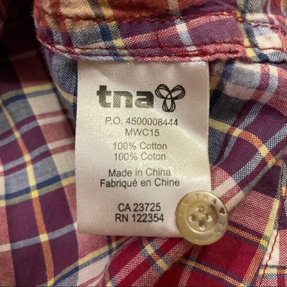 TNA Plaid Flannel Button-Up Red - Picture 11 of 16
